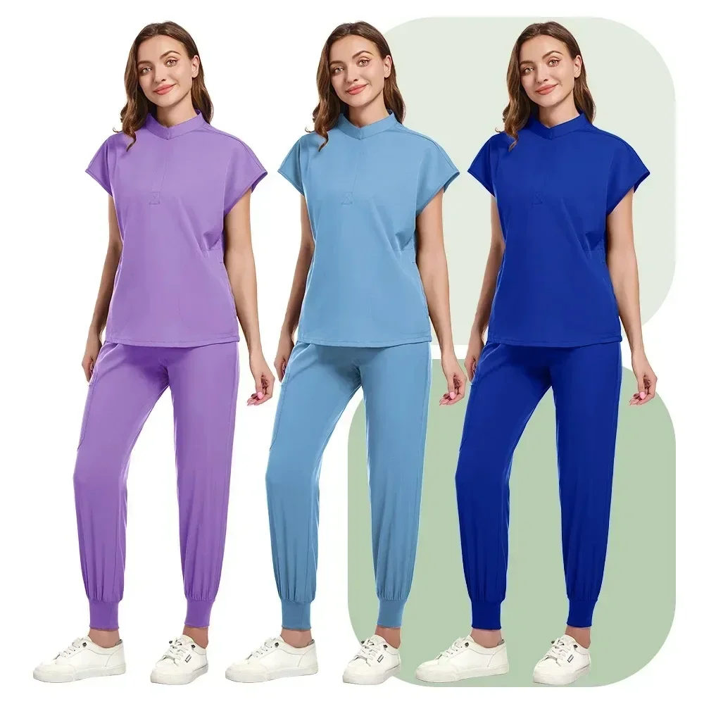 多色美容師作業服無地ラボ作業服医療看護制服ペットクリニックスクラブセット作業服卸売