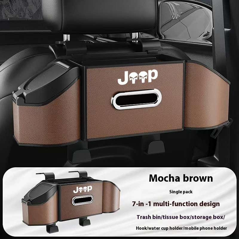 For Jeep Grand Cherokee XJ SRT Renegade Compass Wrangler JK TJ Patriot Trail Hawk Car Seat Back Multi-Functional Storage Box