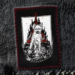 1PC Hyena Woven Label Punk Patch Pope King and Cop Skulls With Flames Humorous Badge For Clothing Jacket Trucker Hat DIY Gift