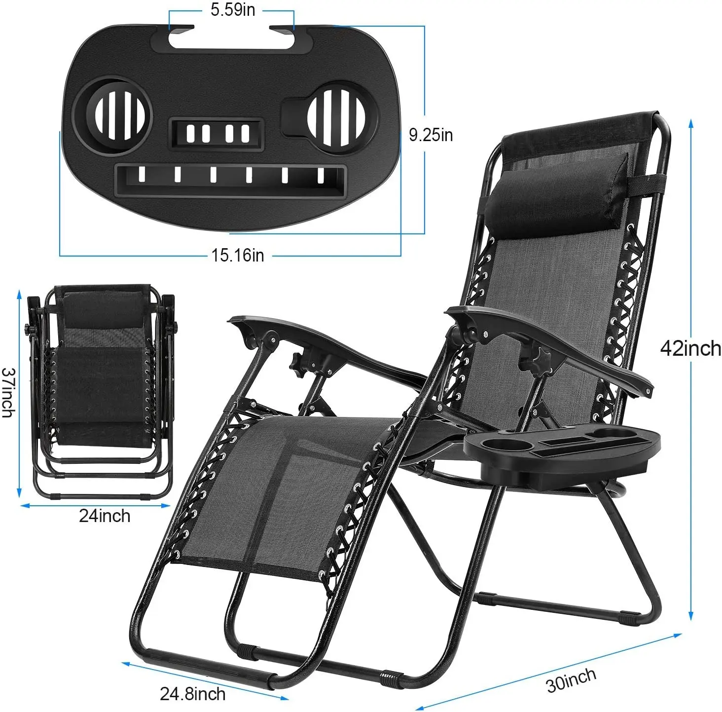 Krzesło plażowe Sun Lounge Regulowane krzesło ogrodowe o zerowej grawitacji do patio Składany aluminiowy panel mebli ogrodowych