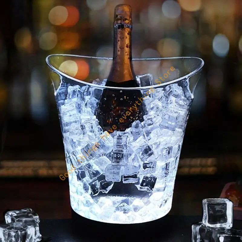 

Waterproof 5L LED Ice Container Durable 5L LED Ice Buckets with Color Changing Light for Weddings and Outdoor BBQs 55KF