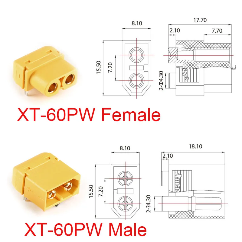 2pcs XT60 XT60E1 XT60H XT60U XT60L XT60W XT60PW XT60PT XT60PB Banana Connector Plug For RC Lipo Lithium Battery Aircraft Model