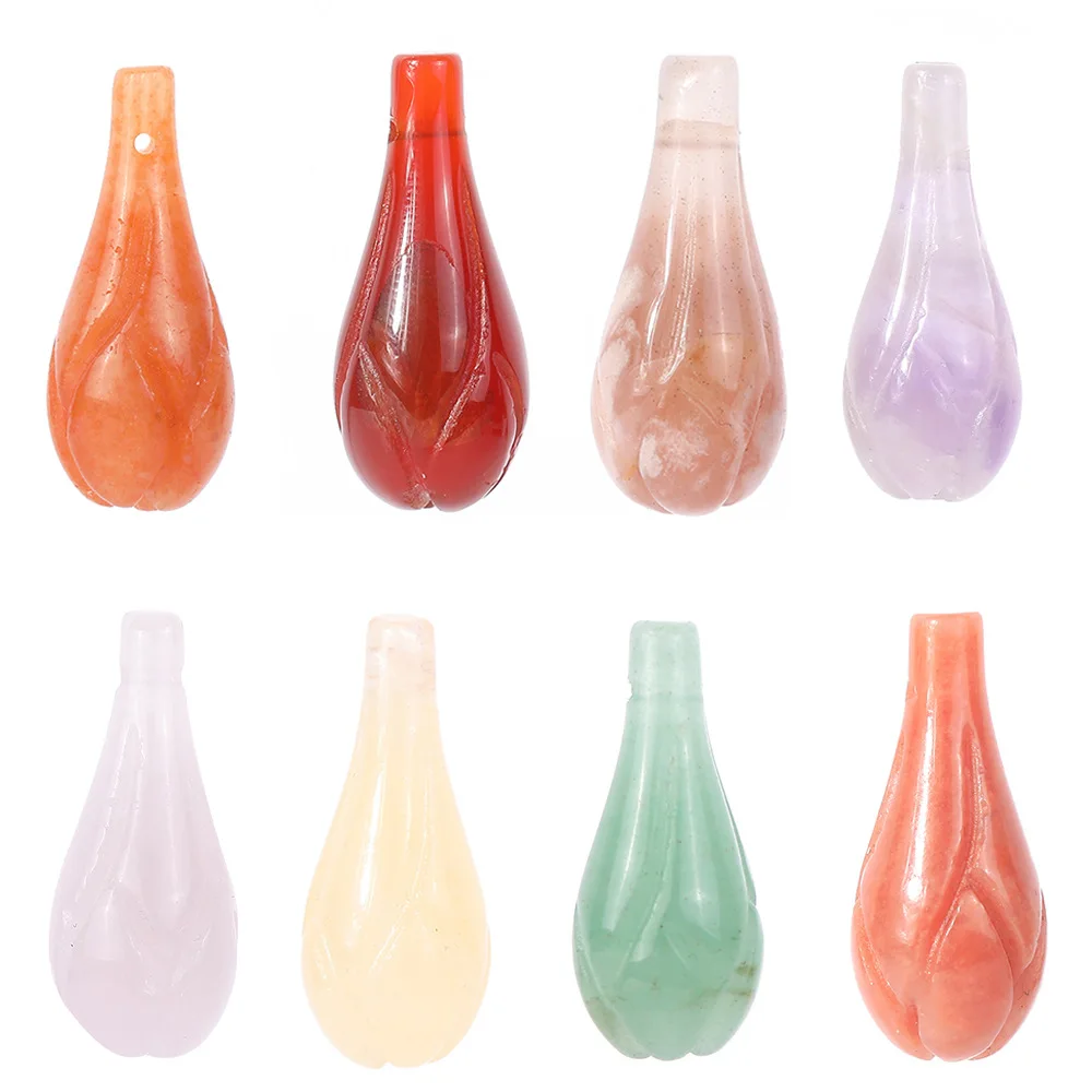 

Natural crystal agate jade magnolia buds, handmade carved buds, earrings, pendants, hair accessories, jewelry DIY