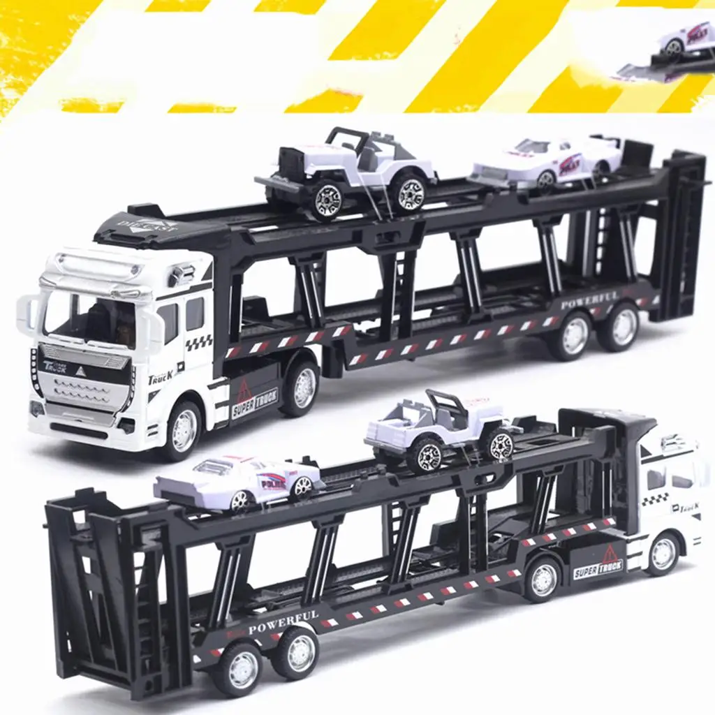 Pull Back Car Carrier Truck Toy Heavy Duty Miniature Vehicle for Kids Play Vehicles and Tracks