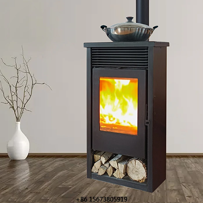 

Современный стальной дровяной камин-печь 7 кВт с функцией отопления, отдельностоящий дизайн