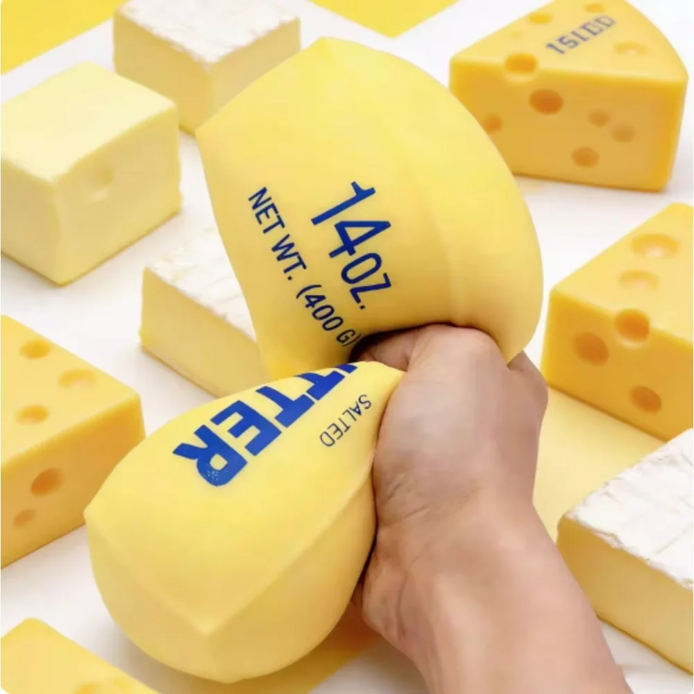Cheese Pinch Music Creative Wet Soft Slow Rebound PU Stress Relieving Four Block Ventilatory Stress Relieving Toy