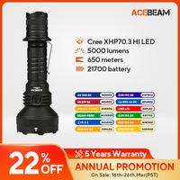 ACEBEAM L35 2.0 Tactical Flashlight 5000LM Super Bright 650M Long Range XHP70.3 HI LED Flashlights with Dual Switch
