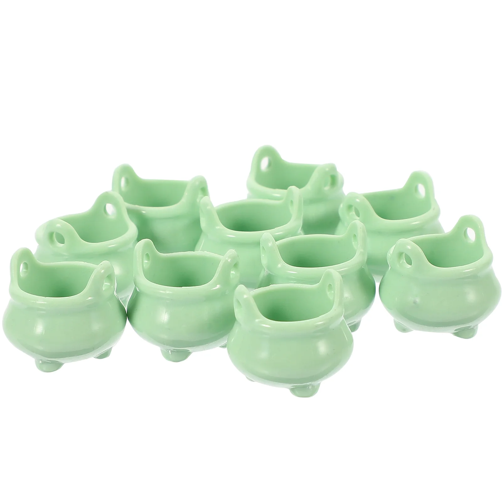 10 Pcs Miniature Cauldron Toys Jar Halloween Miniatures Bulk Plastic Witch Kettle Micro Scene