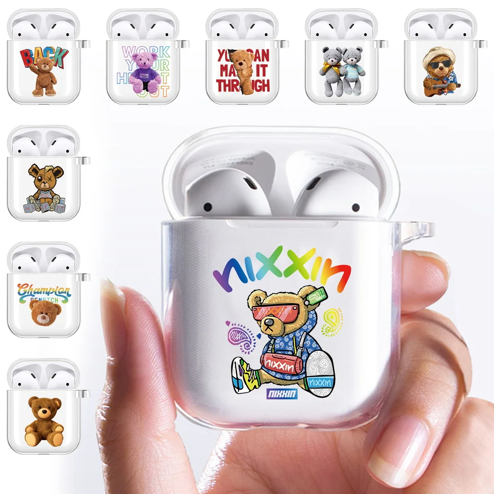 

Bear Print Soft Silicone Cases for Apple AirPods 1st/2nd Protective Wireless Charging Box Bags Earphone Cover AirPods 1/2 Cover