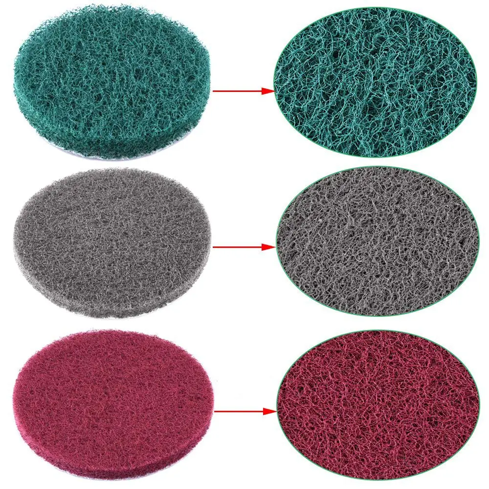 7 Inch Scouring Pads 8 Pcs Cleaning Kit with Different Stiffness Disc Pad Holder and Scrubbing Pads for Cleaning Cars Bathtubs