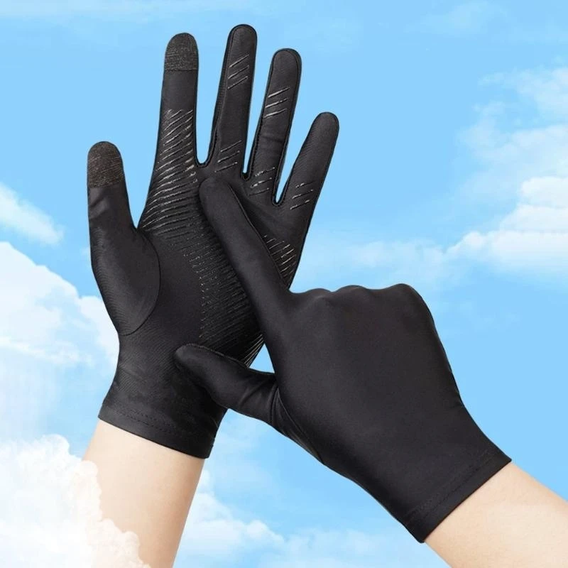 

K0EA High Elasticity Touching Screen Ice Silk Cooling Fingerless Cycling Gloves for Fishing Driving Improved Dexterity Safety