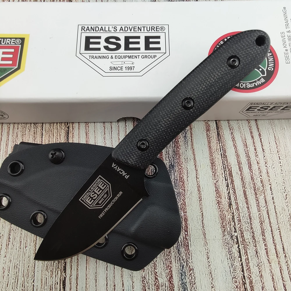 ESEE Outdoor Tragbares Mehrzweck-Messer mit Feststehender D2-Klinge und Kydex-Scheide für Dschungel-Erkundung, Camping und Angeln
