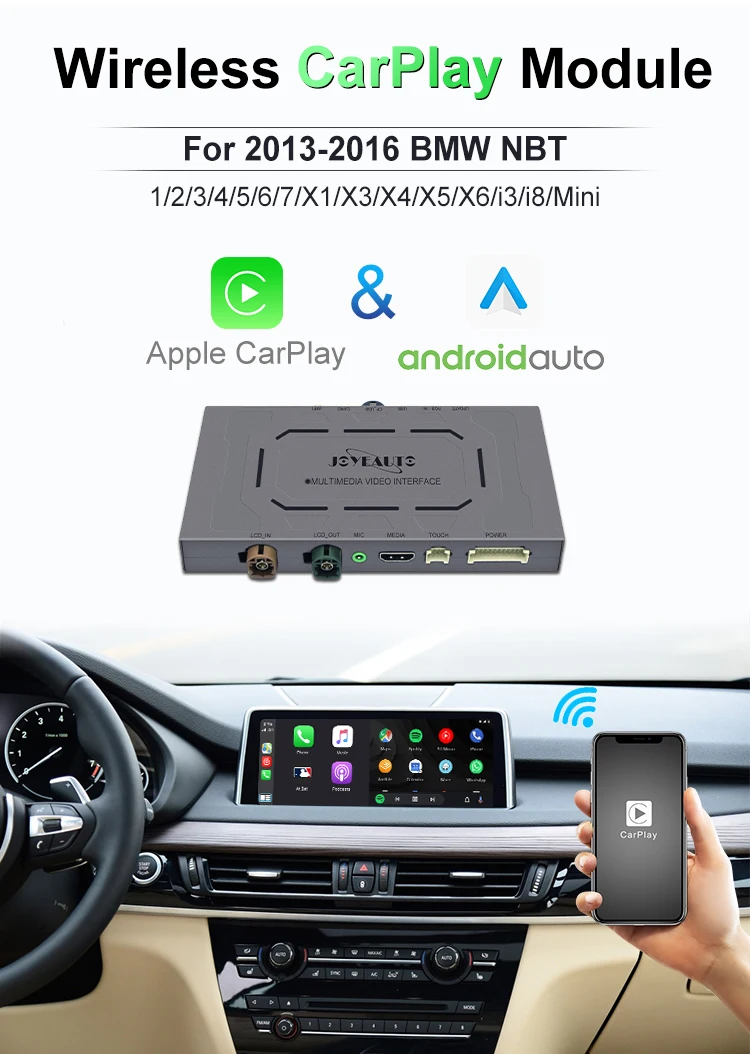 Carro AI Caixa de Decodificação, Carplay sem fio, Android Auto, Acessórios para BMW Série X, Mini i3, i8, Sistema NBT, 2013-2017