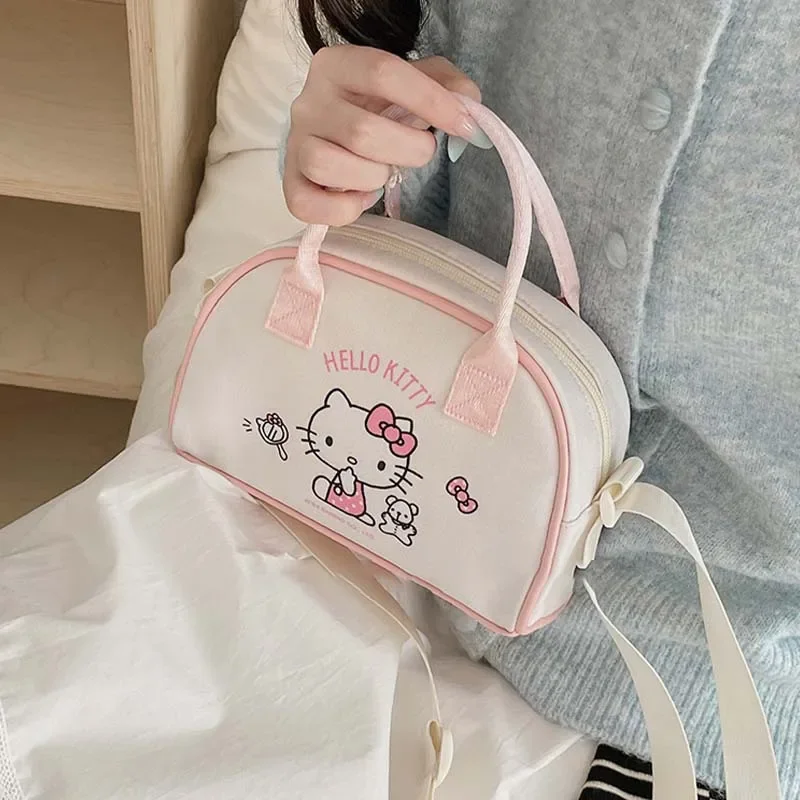 Sanrio lindo Kuromi Cinnamoroll bolsa de mensajero de dibujos animados chica corazón bolsa de almacenamiento para ir al trabajo bolso portátil niñas regalo de vacaciones