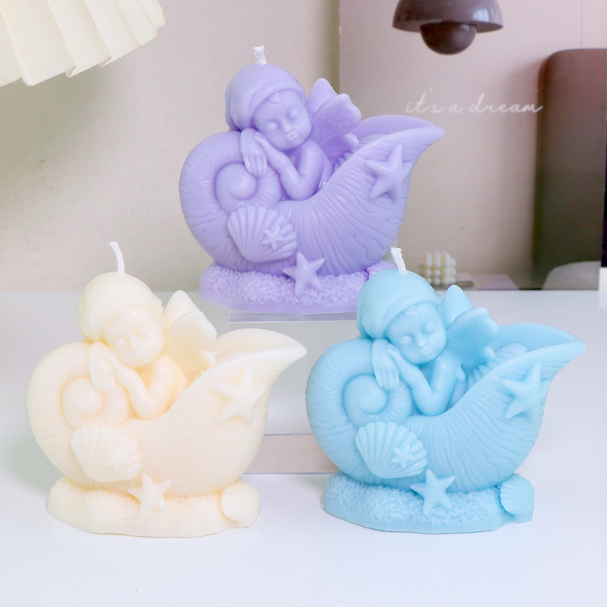 

Силиконовая форма для свечей ангела, ароматерапия, воск, полимерная глина, статуя из смолы, инструменты, художественное крыло, полоса, сетка, дизайн, форма улитки, декор ангела