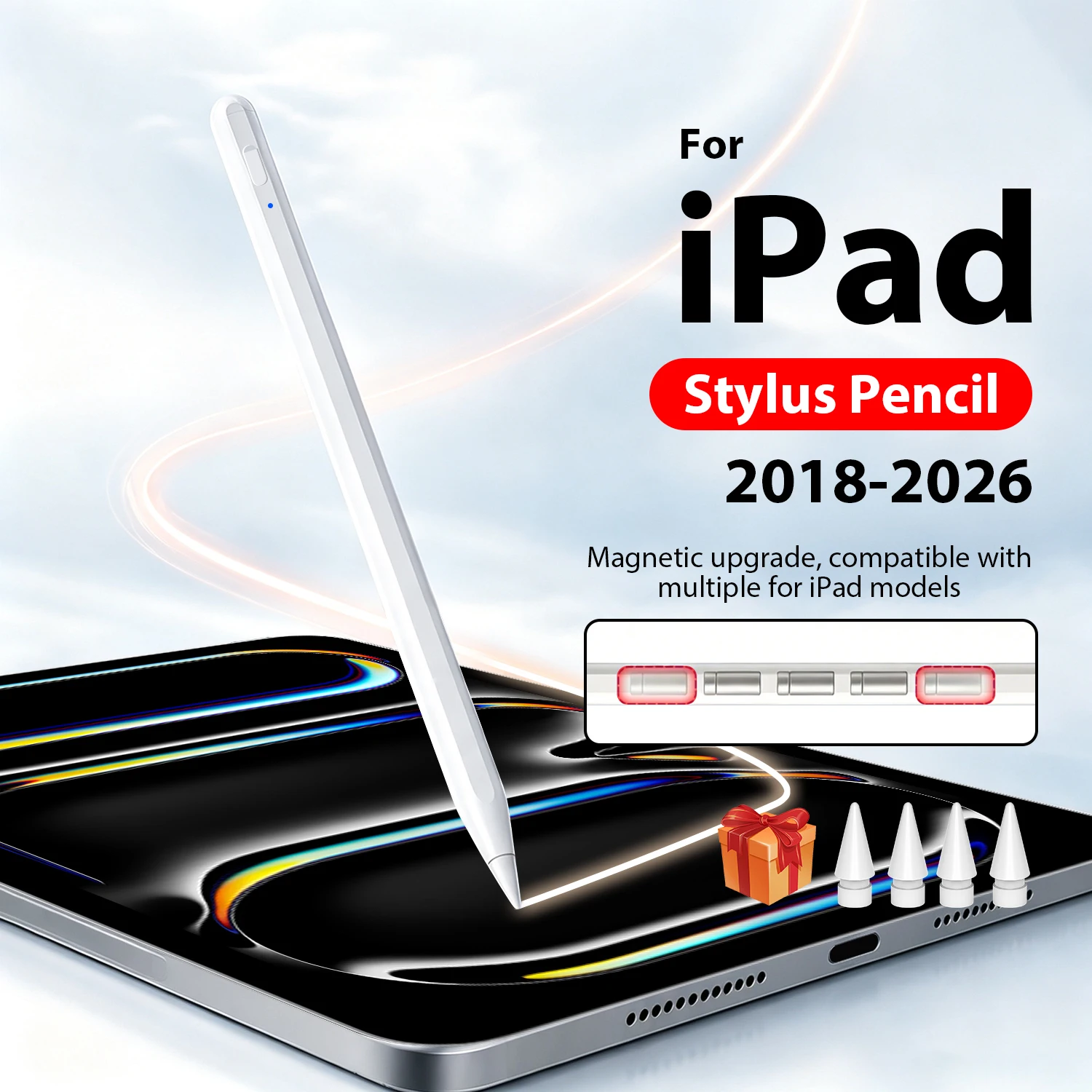 Bluetooth For Apple Pencil For iPad 11 A16 Air 11th M4 M3 M2 5 4 Stylus Pen 10 9 10th 9th Gen Pro 13 12.9 M5 Mini 7 6 Touch Pens