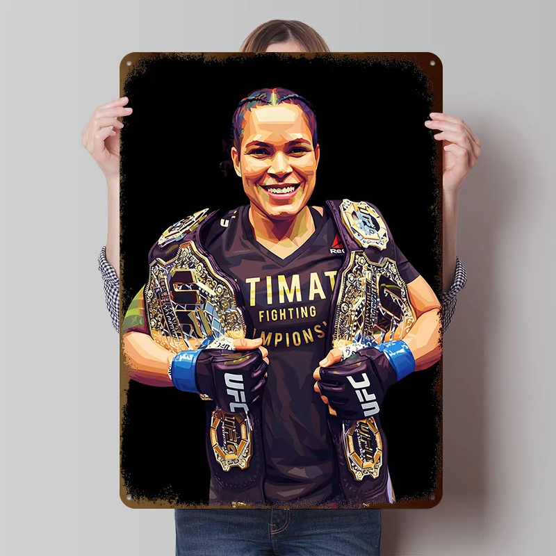 Amanda Nunes Champion Digitale Kunst Metallposter Personalisierte Wandkunst Retro Vintage Metallschilder für Männerhöhle Deko Zimmer Wanddekoration
