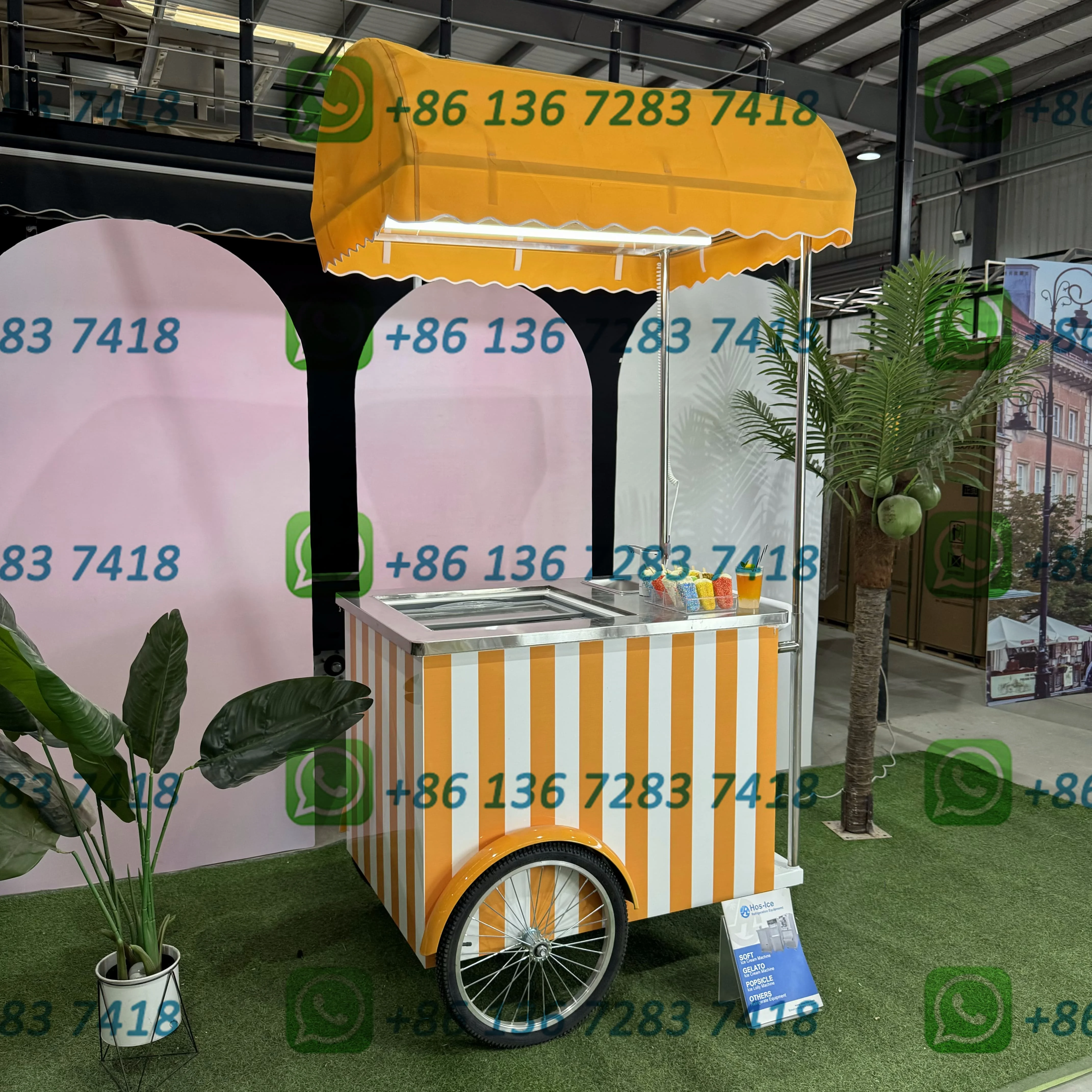 

Custom Electric Mini Hand Push Ice Cream Trolley Commercial Direct Cooling Freezer with Wheels Outdoor Vending Cart