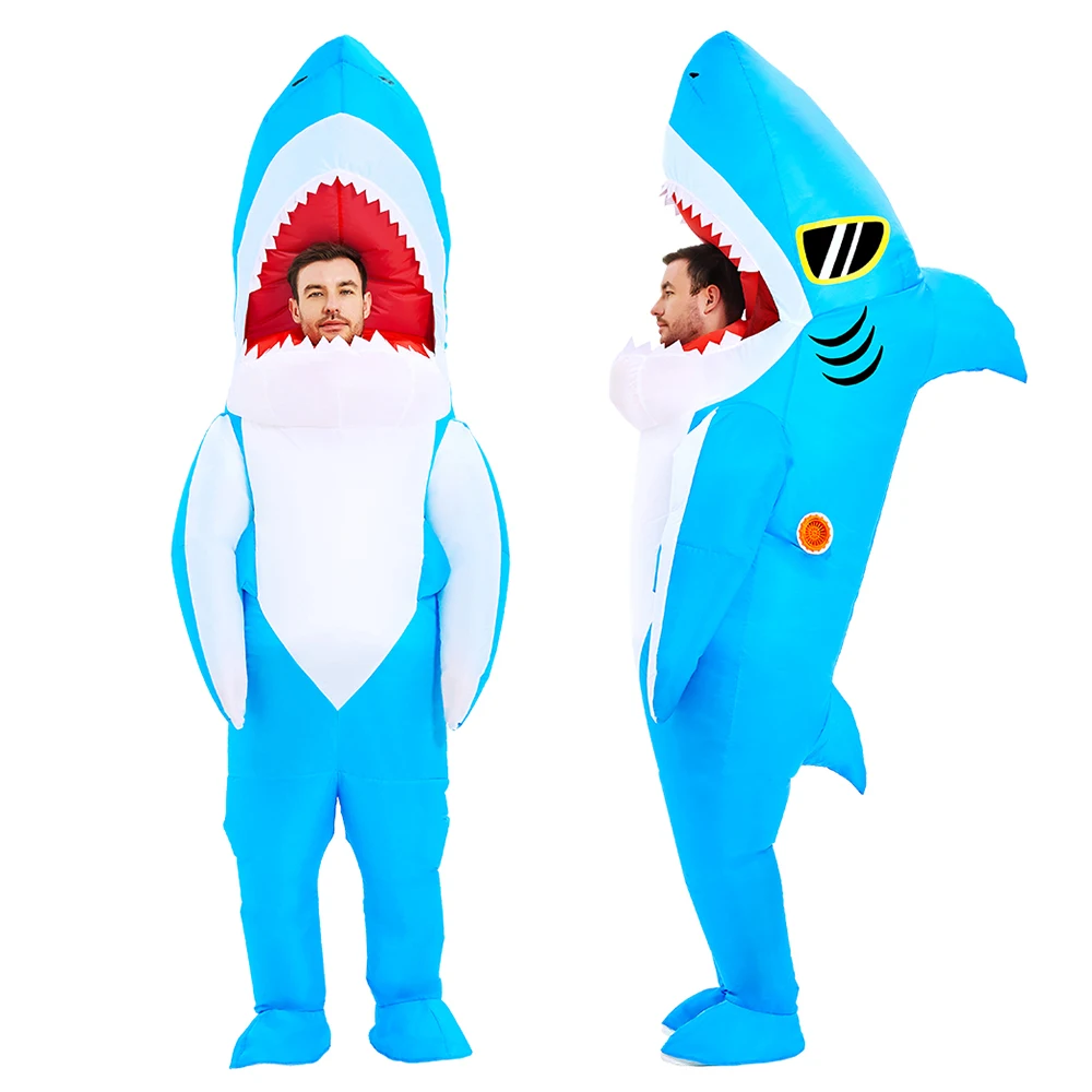 

Blue Shark Inflatable Costume Adult Funny Animals Suits for Halloween Carnival Anime Cosplay Party Dress Up Costumes