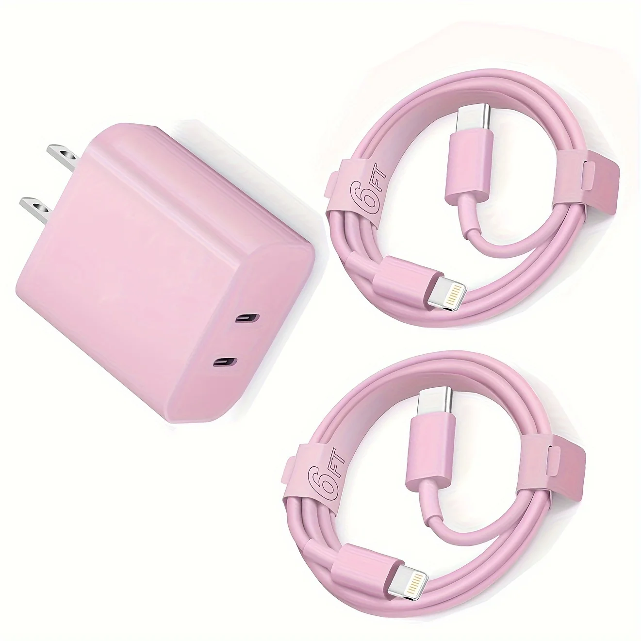 Adaptador de corriente seguro de carga rápida con cargador USB-C Dual PD20W y 2 cables tipo C a Lightning para IPhone 14/13/12/11/XS/XR