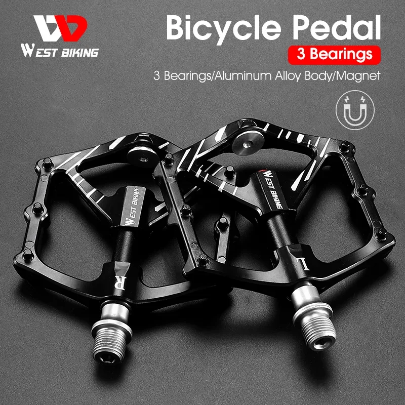 

WEST BIKING Bicycle Pedals 3 Bearings MTB Anti-slip Ultralight Aluminum Mountain Road Bike Platform Pedals Cycling Accessories