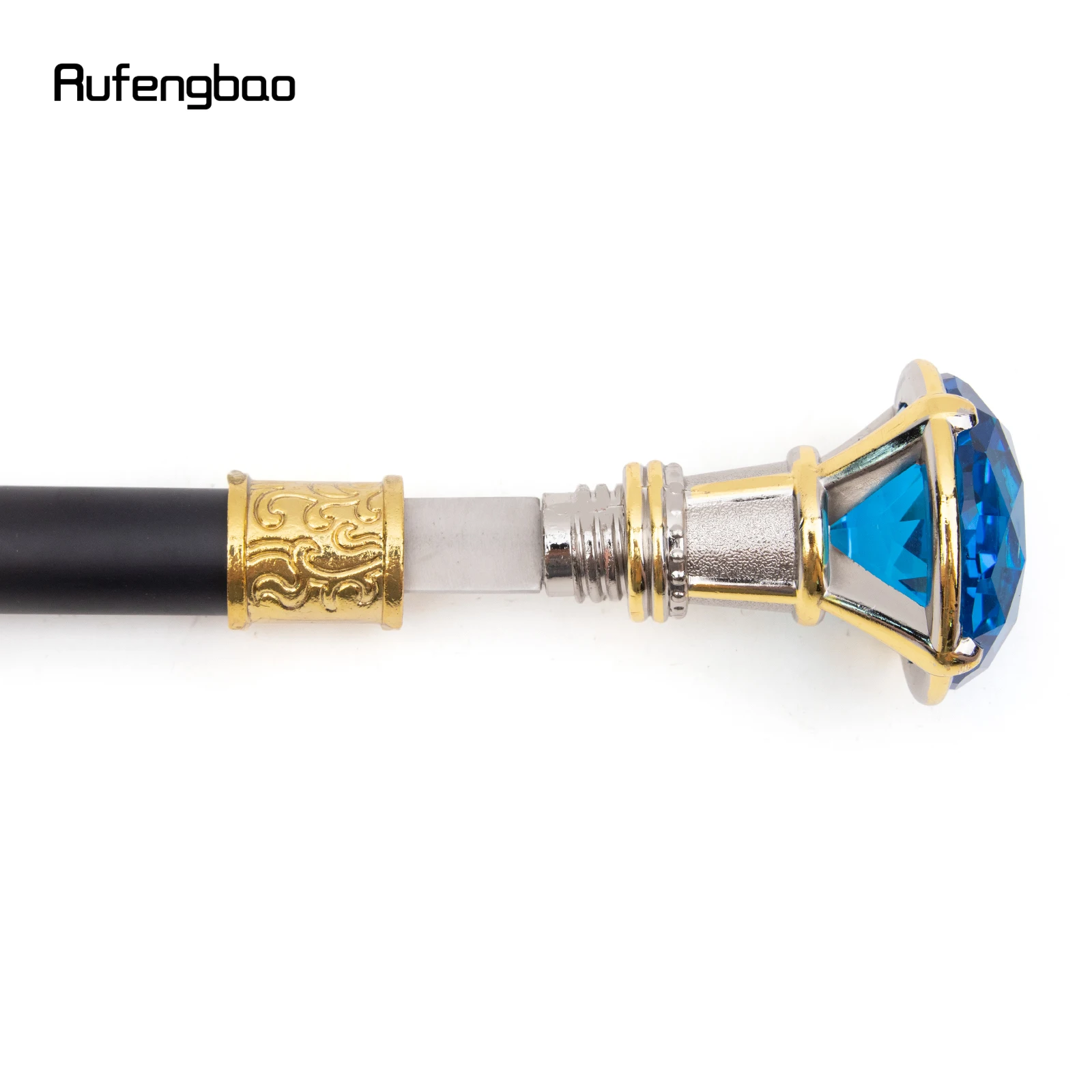 Blue Diamond SINGLE Joint Golden สีขาวเดิน Stick ซ่อนแผ่นป้องกันตัวเองแฟชั่น Cane คอสเพลย์ Crosier Stick 90 ซม