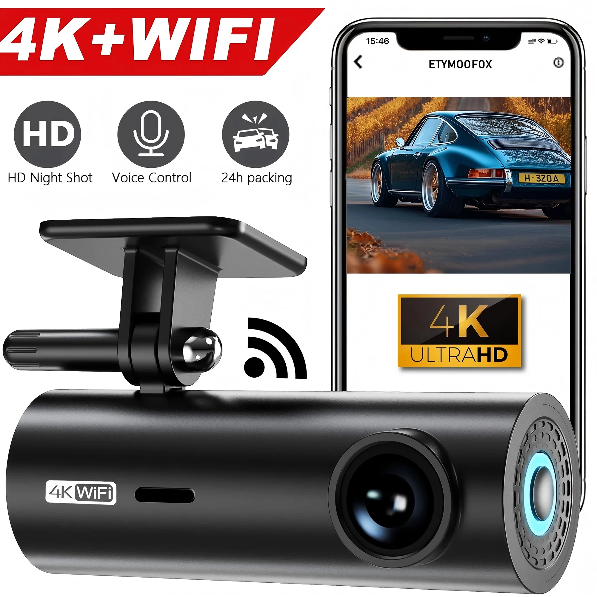 dashcam for car Black box Driving Video Recorders 4K WiFi Mini Front Camera Das…