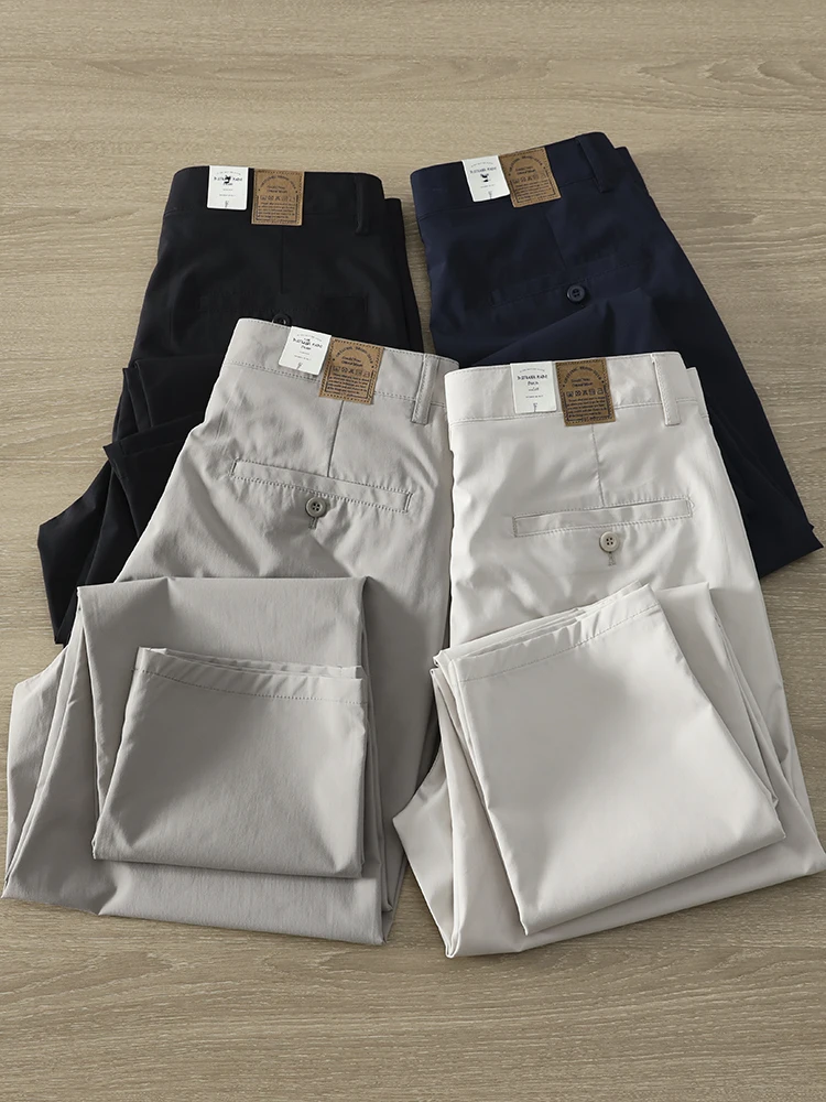 

2025 Summer New American Retro Thin Quick-drying Commute Chino Pants Men's Simple Cool Feeling Casual Business Straight Trousers