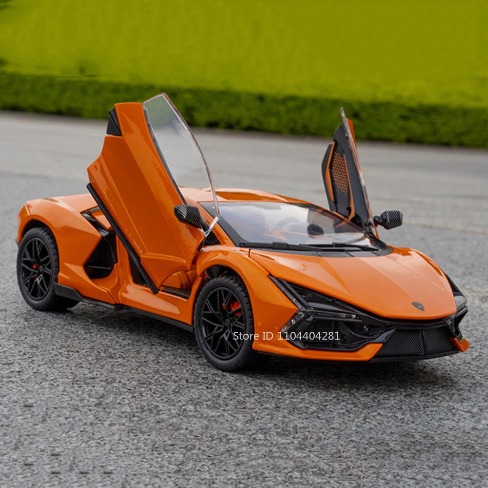 1:24 Lambo Revuelto Countach Giocattolo Modello Pressofuso Porte Auto Aperto Suono Luce Tirare Indietro Auto In Miniatura Collezione di Ornamenti di Moda