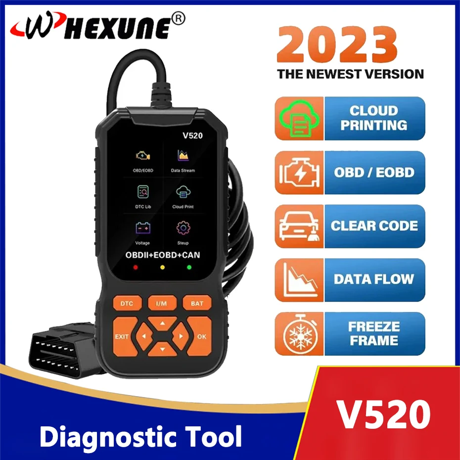 

Universal V520 OBD2 Scanner Diagnostic Auto Check Engine Fault Error Code Reader Battery Tester for Read Car Drop Shipping