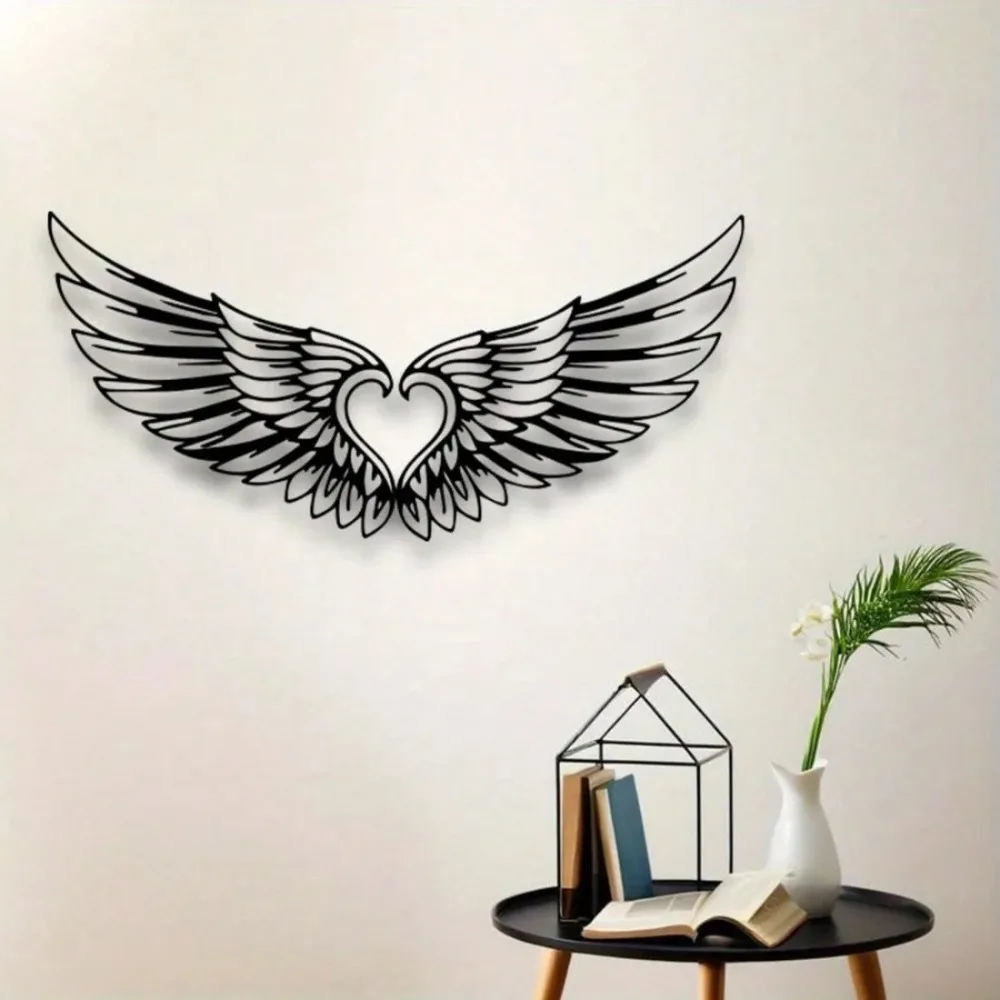 Breite Metall Wandkunst Skulptur, Hochfliegende Engelsflügel Deko für Wohnzimmer und Schlafzimmer, Moderne Wanddekoration