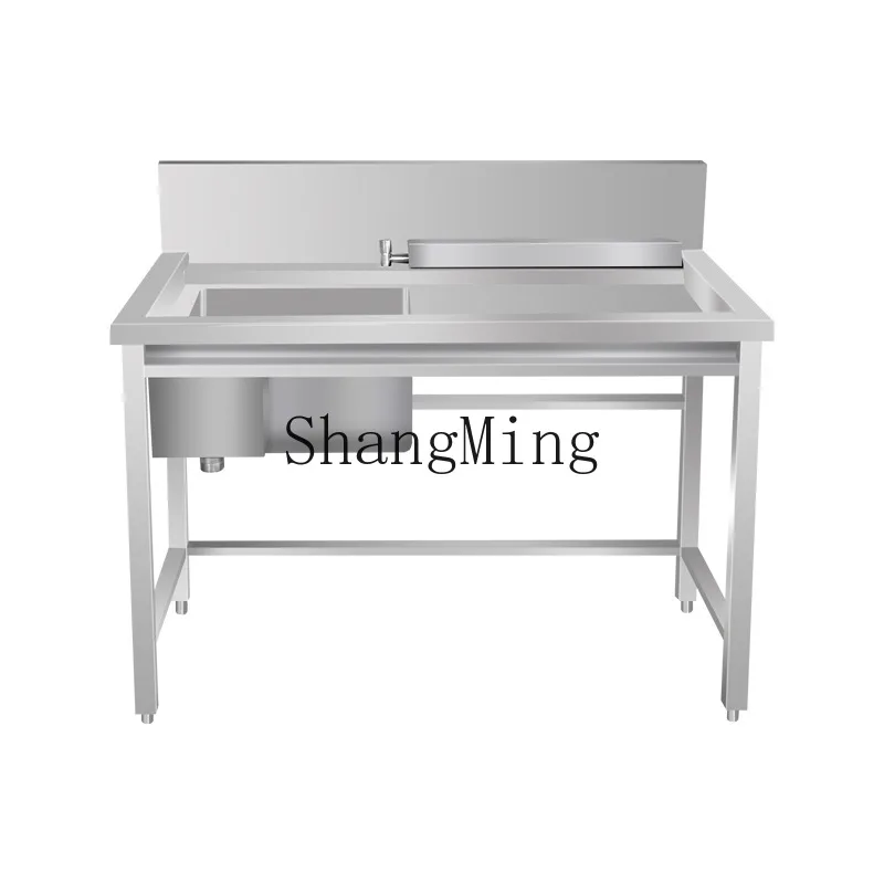 

CL Commercial Stainless Steel Pool Fish Killing Pool Single Star with Console Restaurant Food Stall Kitchen Sink Workbench