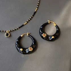 New Vintage Enamel Drip Glaze Hoop Earrings Premium Exquisite Trendy Statement Ear Buckle Stud Earrings Party Jewelry Gift