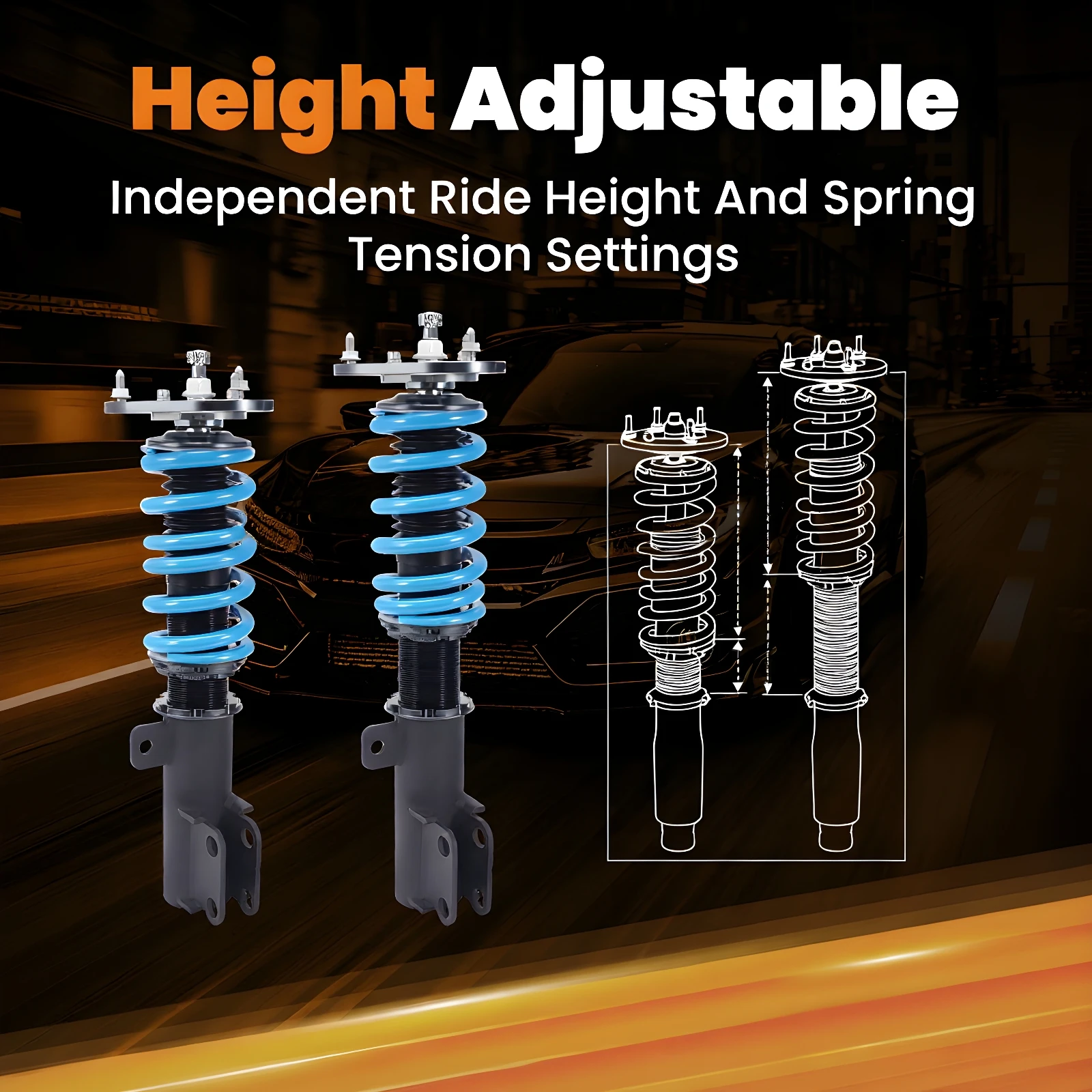 Adjustable Coilover Suspension Kit With 24-Way Damping for To yota Corolla E140 E150 E160 E170 Matrix 2009-2019