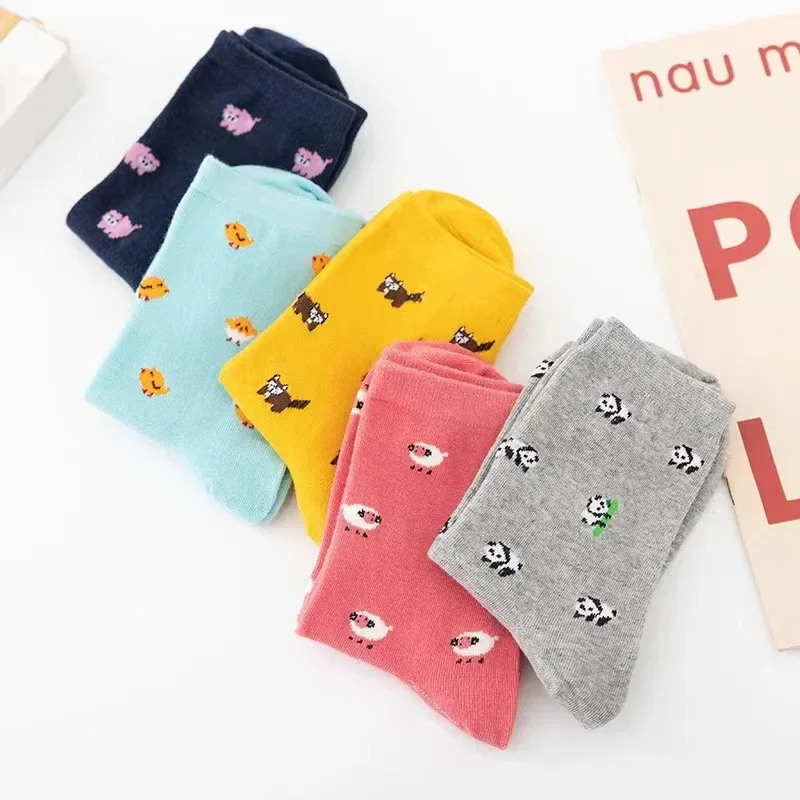 Female's Socks Autumn and Winter Cotton Socks Women's Mid Length Socks Mini Animal