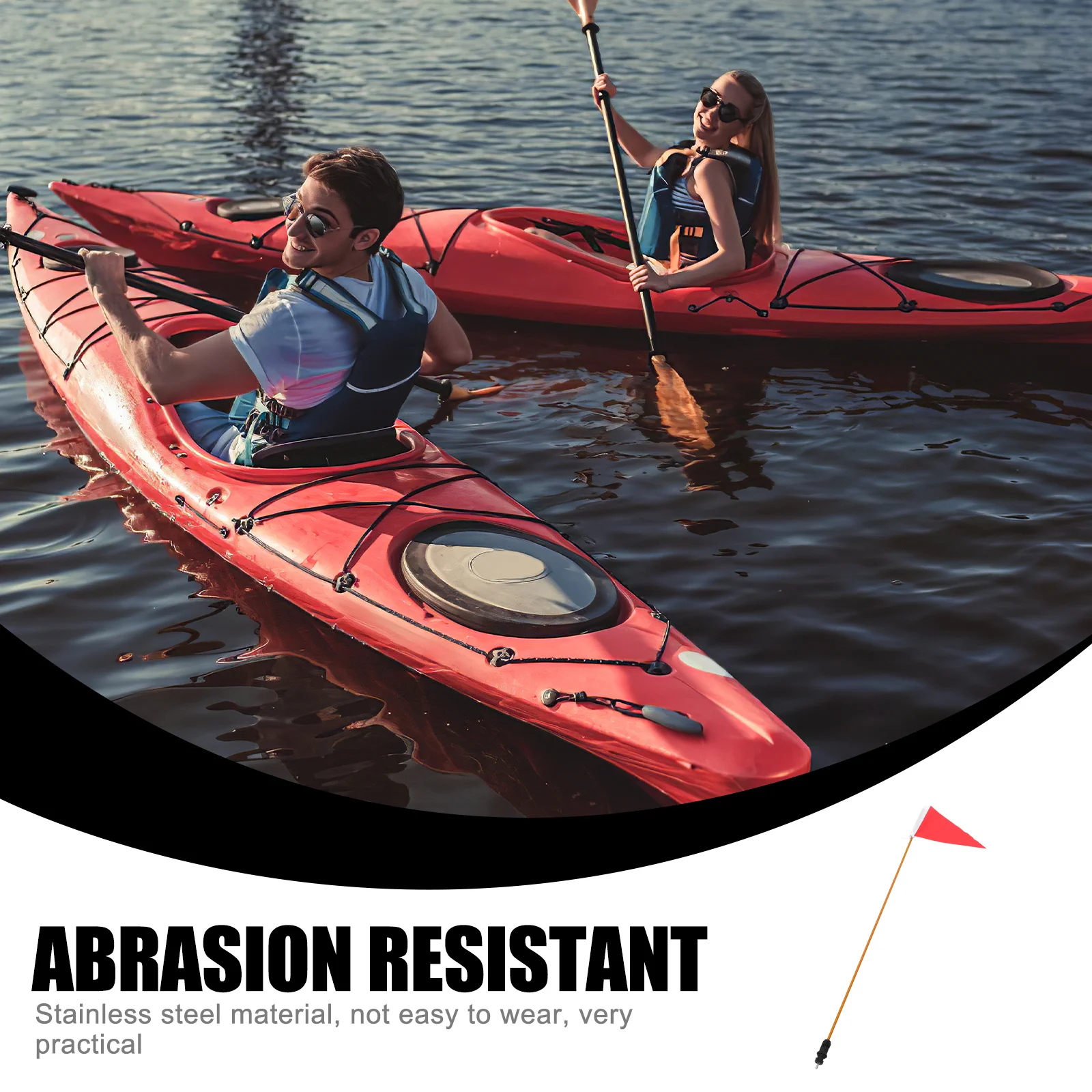 1Set Professional Kayak Flag Multi-Function Boat Flag with Abrasion Resistant Material Folding Pole for Outdoor Water Sports Use