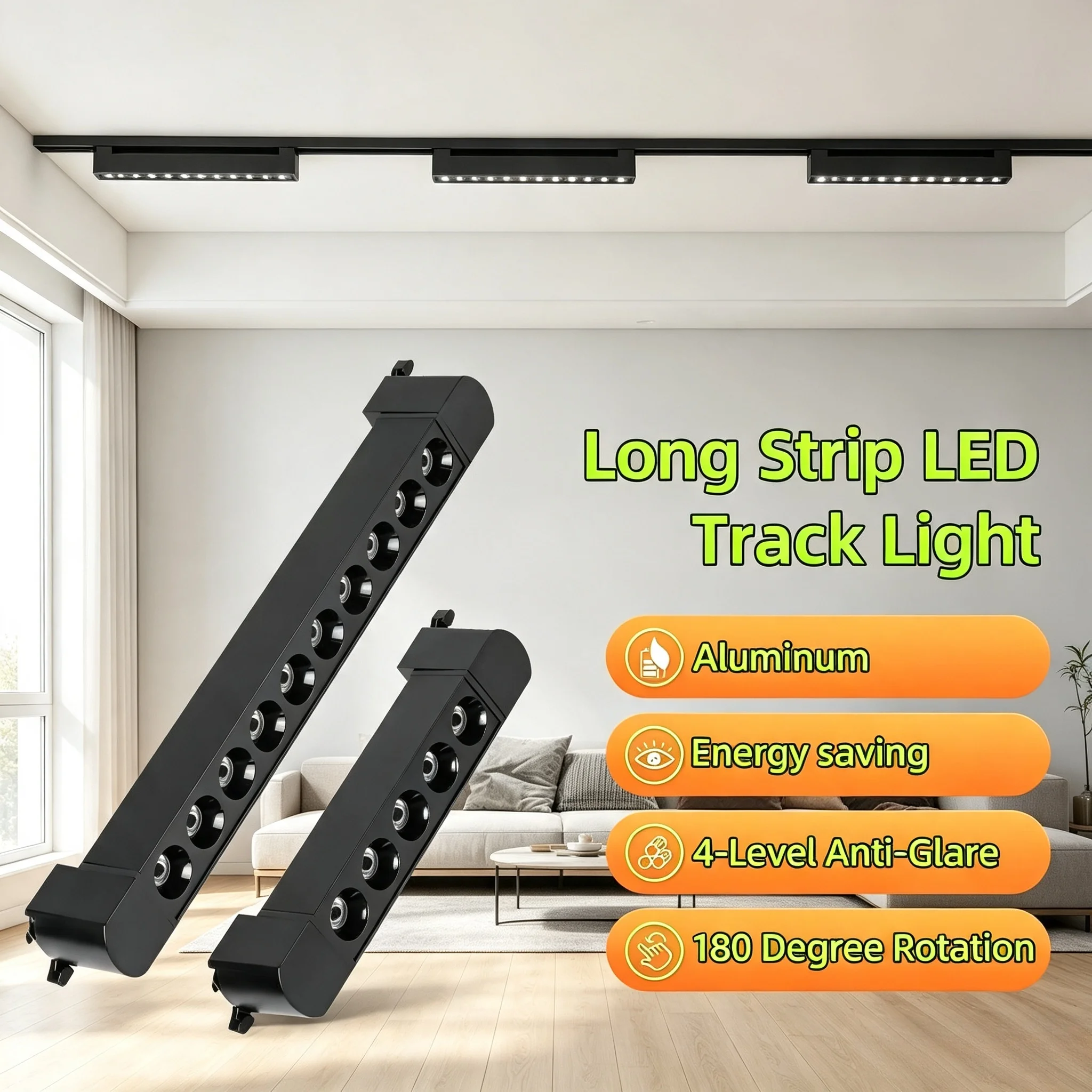 LED Track Lighting Adjustable Ceiling Spotlight 10W 20W Rail Light Fixture for Shop Clothing Store Gallery Living Room 85-265V