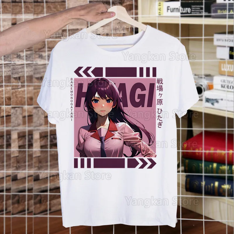 

Senjougahara мужские брендовые футболки с принтом забавные летние женские и мужские футболки в стиле хип-хоп уличная футболка Ulzzang Harajuku рубашка