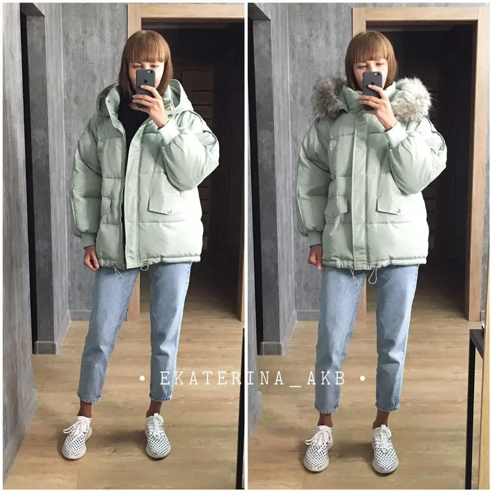 2022 new ladies\' down cotton jacket women\'s short winter loose bread coat jacket student Korean version plus size winter coat