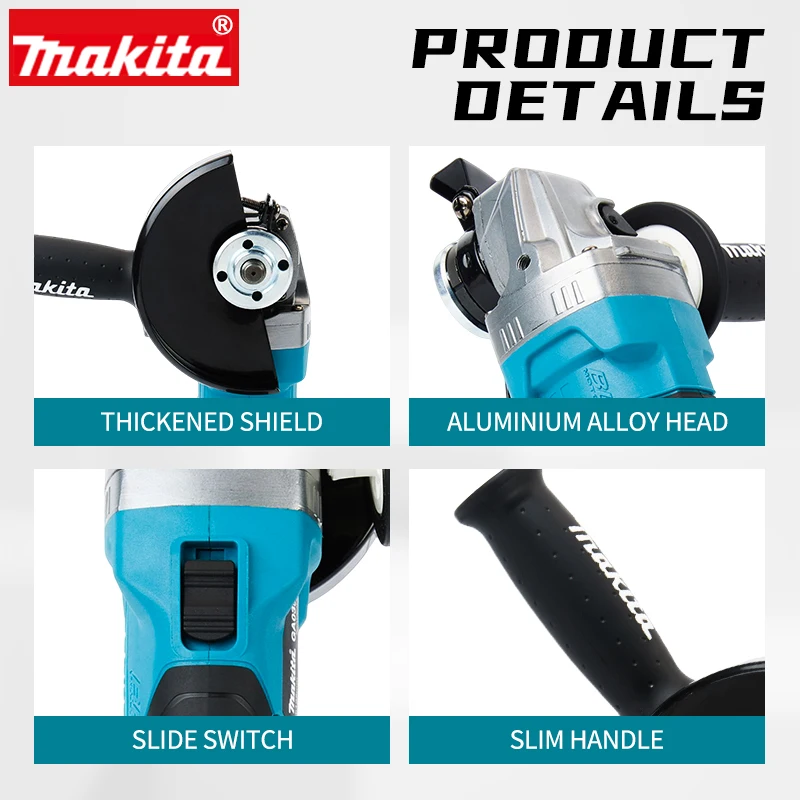 Makita Rechargeable Angle Grinder Brushless Lithium Electric Hand Mill Handheld Angle Grinder Ga036g