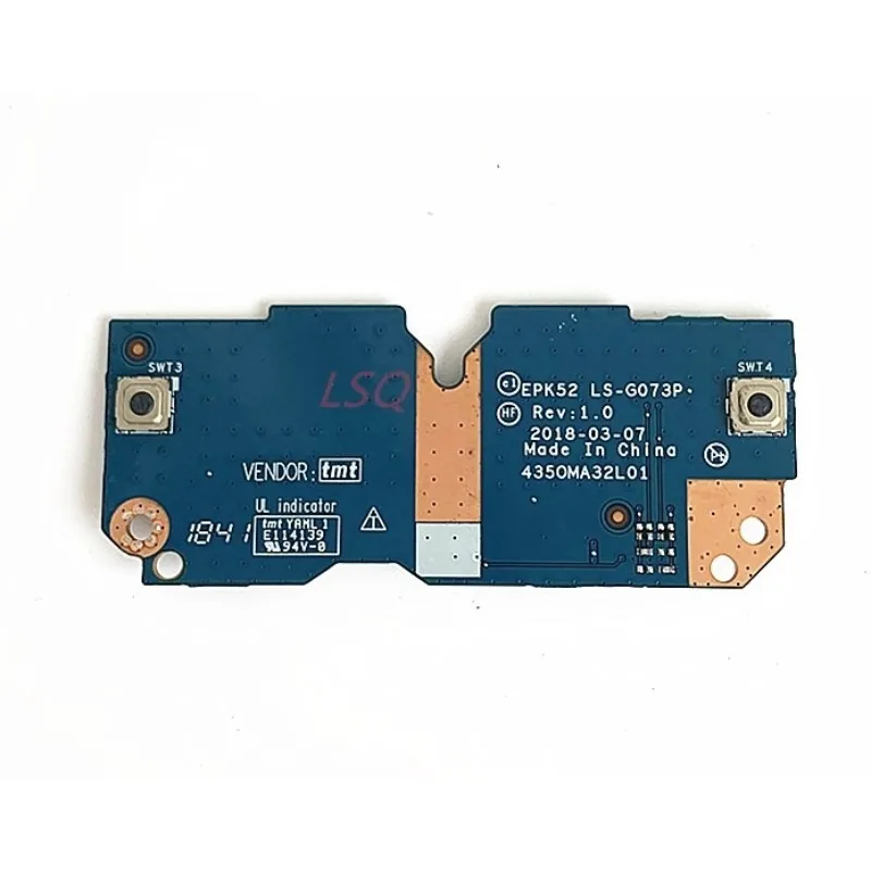 New Switch Power Button Board for HP 15-DA 15-DB TPN-C135 TPN-C136 Touchpad Left and Right Buttons LS-G073P