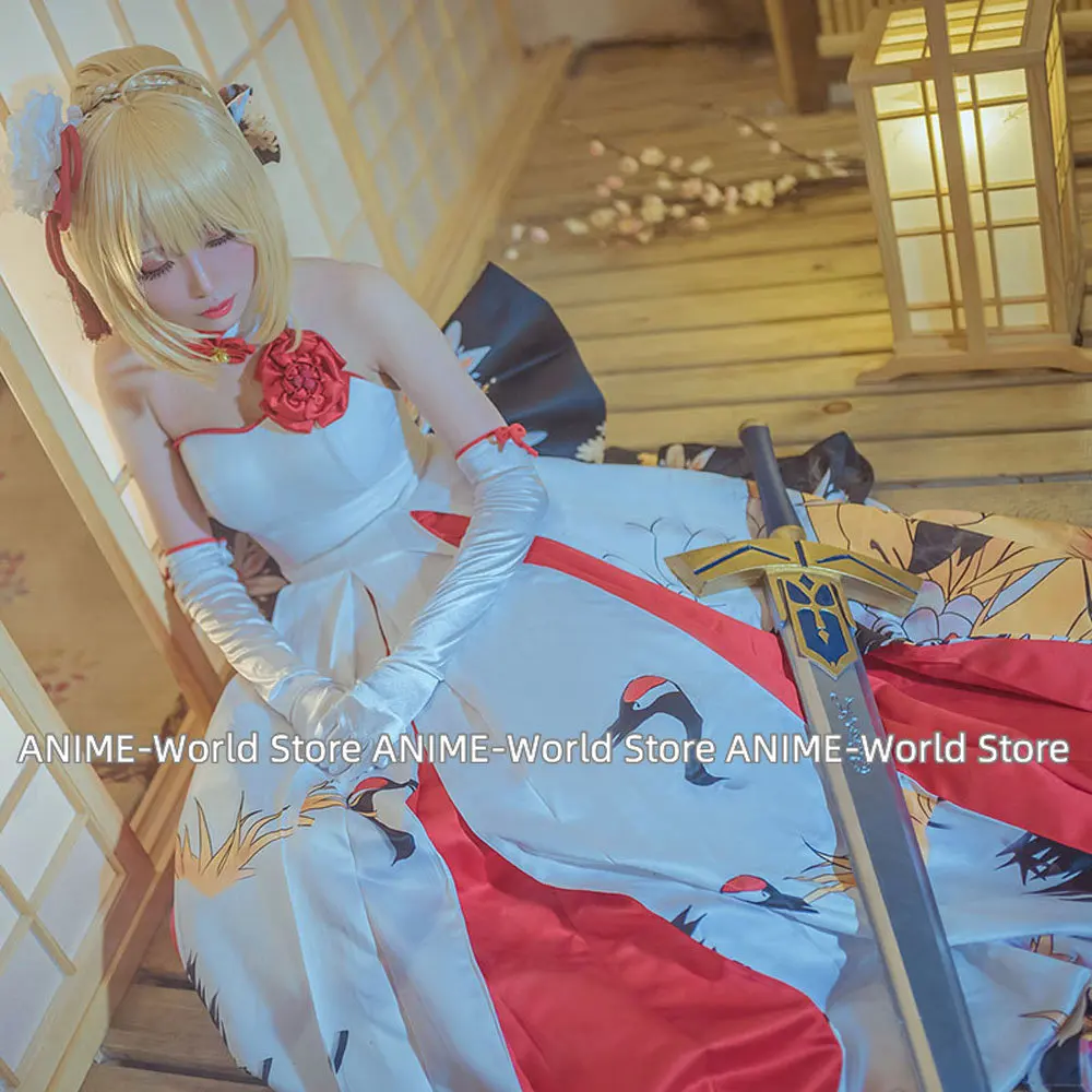 

FGO Fate Grand Order Saber Crane Wedding Dress Cosplay Costume Custom Size Customize Halloween