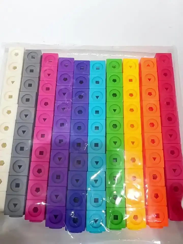 100pcs Mathematics Linking Cubes Blocks Kids Educational Numbers Toys
