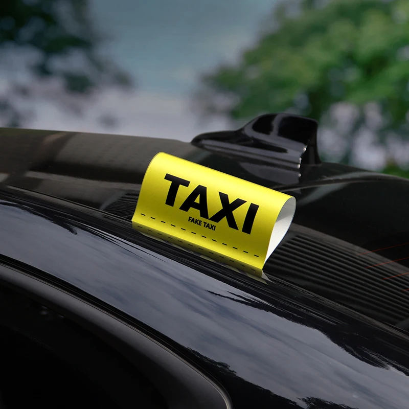 Fake Taxi Tag Car Sticker Yellow Vinyl Outside Auto Decal Charm Bike Motorcycle Tuning Window Windshield Vehicle Decor