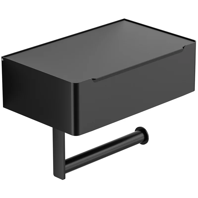 Toilet Roll Holder with Wipes Dispenser Black Multi-function Bathroom Storage Rack Roll Paper Holder Stainless Steel Accessories view 6