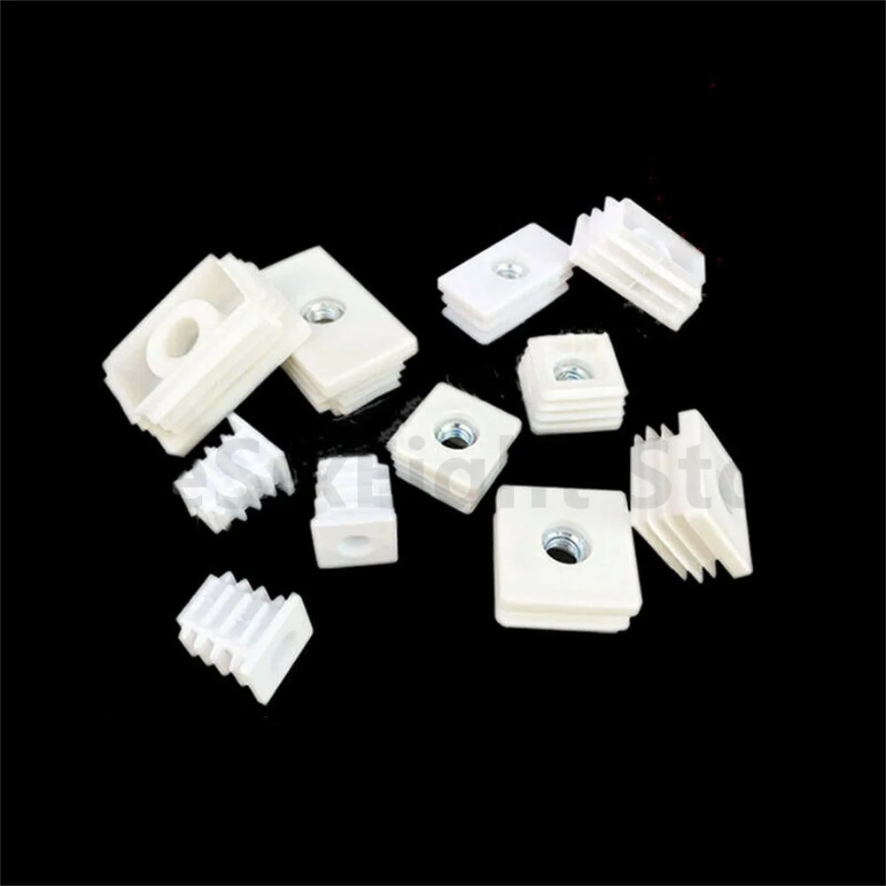 End Cap Threaded Square Plug M6 M8 Pipe Plugs Impact White