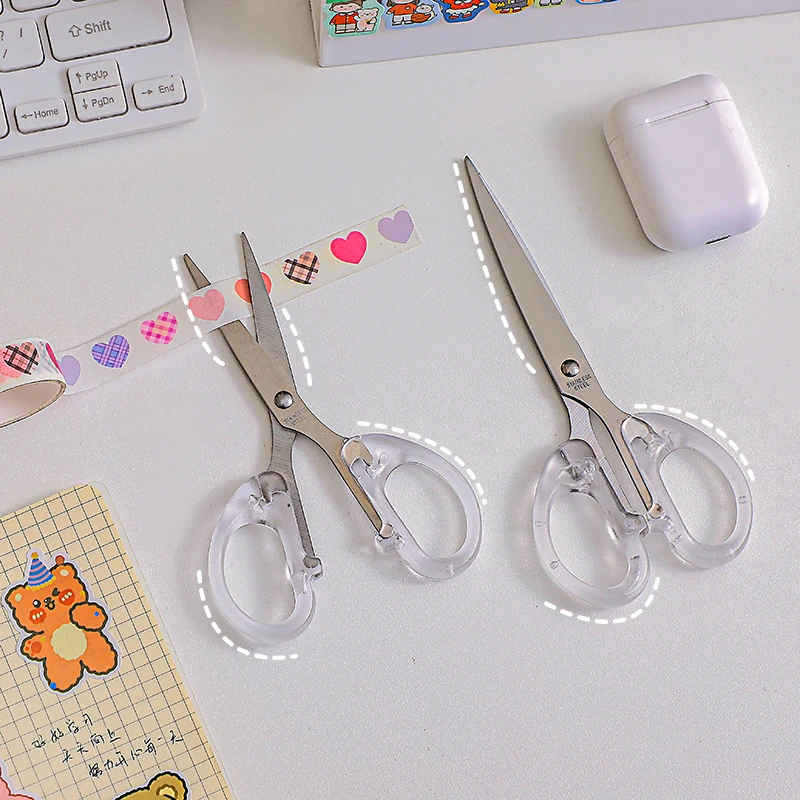 1Pc INS Style Transparent Scissors Cutting Scissors Scrapbooking Journal Material Cutter Student School Office Supplies