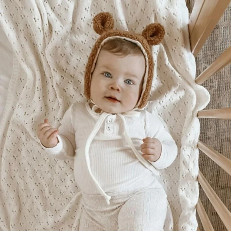 

090B Baby Winter Hat Turban Warm Hat Thicken Fleece Hat Color Infant Headdress Beanie Skin Friendly Newborn Caps