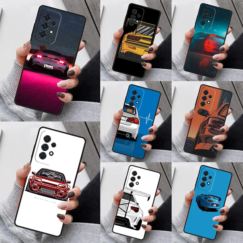 Cartoon car tail light JDM Phone Case For Samsung Galaxy S23 S21 S20 FE S24 S22 Ultra Note20 S10 S9 S8 Plus A40 A52 A12 A13 A53