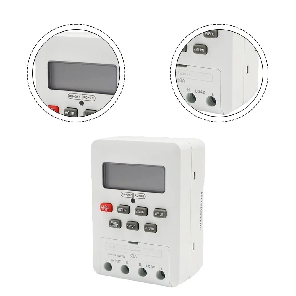 KG316T 30A AC220V Timer Switch LCD Display Weekly Daily Program For Water Heater Router-DIN Rail Mount Control Switch